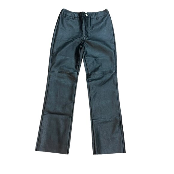 Princess Polly Vegan Faux Leather Black Pants Size 6 - Picture 1 of 8